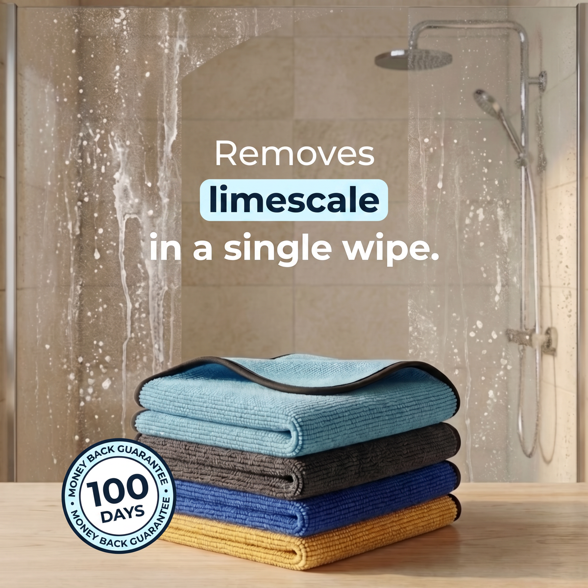 Removes limescale in a single wipe