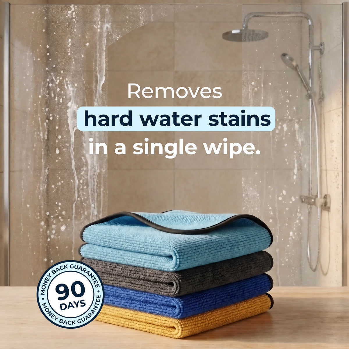 Removes hard water stains in a single wipe